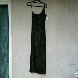 NWT Long Glitter Dress Black Green